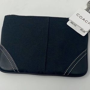 NWT Coach Signature logo black corner zip small wristlet